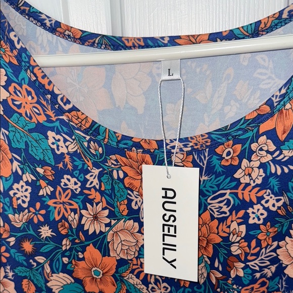 Chic Floral Sleeveless Maxi Dress - Blue, Orange and Red - Picture 4 of 6